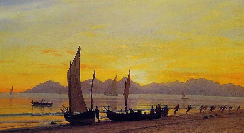 Albert Bierstadt Boats Ashore at Sunset china oil painting image